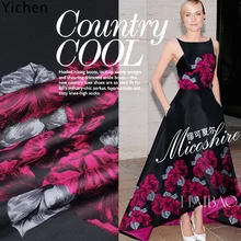 Розовый цветок черный дизайнерский жаккардовый ткань последняя мода подкладка ткань