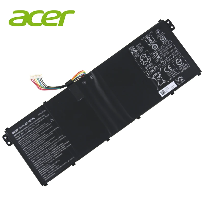 Аккумулятор для ноутбука acer AC14B7K для acer AC14B7K 4ICP5/57/80 15,28 V 3320 mAh/50,7 WH гарантия 2 года