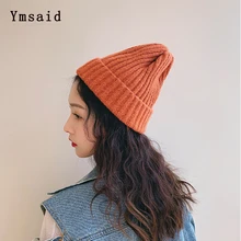 Новые женские шапочки для девочек, роскошная зимняя шапка, карамельные цвета, толстые теплые шапочки, полосатые шапочки, шапочки, мягкие вязаные шапочки