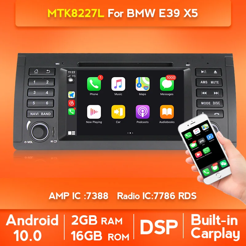 Автомобильный DVD плеер 7 дюймов Android 10 0 для BMW X5 E39 E53 GPS стерео аудио навигация