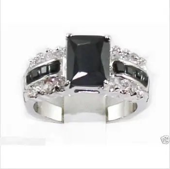 

FREE SHIPPING>>>@@ Wholesale price 16new ^^^^Genuine black Tourmaline Silver ring size 7-10#
