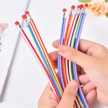 Crayon magique Flexible coloré avec gomme, 10 pièces, Kawaii, fournitures de papeterie scolaires de noël