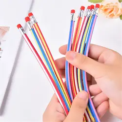 Crayon magique Flexible coloré avec gomme, 10 pièces, Kawaii, fournitures de papeterie scolaires de noël 