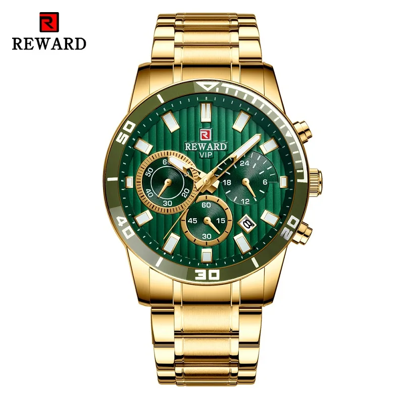 Gold Green Erkek kol saati наградные мужские часы Модные Кварцевые Золотые часы Топ люксовый бренд для мужчин s Бизнес водонепроницаемые часы Relogio Masculino - Цвет: Gold Green