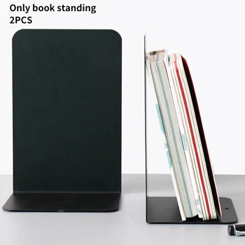

2pcs Desktop Anti Skid Metal Bookends Library Portable Reading Heavy Duty Home School Office Stationery Simple L Shape Practical