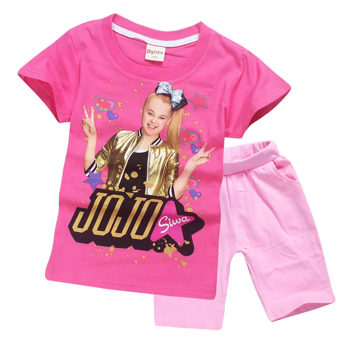 JOJO SIWA/розовые детские футболки хлопковые футболки для маленьких девочек комплекты с короткими рукавами для мальчиков и девочек футболки Одежда для девочек 10-12 лет - Цвет: S8356-red