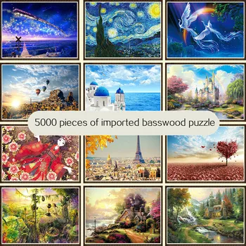 

High difficulty large adult educational toy decompression 5000 wooden puzzles decompression world famous painting landscape