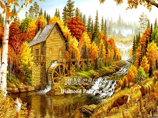 AP1-1823 Huacan Diamond Painting 5d Fall Farmhouse Home Decor Mosaic Scenery Embroidery Cross Stitch House Diamond Art - Цвет: AP1-1823