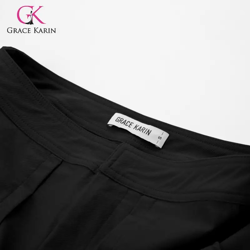 Grace Karin Модные женские шорты с высокой талией, короткие штаны, прямые штаны с карманами, шорты на молнии, Женские однотонные шорты