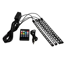 Led colorido atmosohere lâmpada um reboque com quatro controle remoto sete cores interior lâmpada atmosfera 36smd decoração para casa
