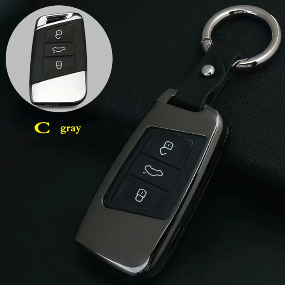 For VW Passat CC Jetta MK5 MK6 Golf 6 7 polo Touareg Tiguan Sharan Scirocco EOS Sagitar Lang Yi Bora Lingdu car Key Cover case - Название цвета: C gray