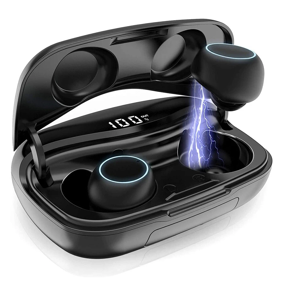 

Bluetooth Wireless Headphones S9 TWS Fingerprint Touch Mini Earphone Noise Cancel 8D Stereo Sound with 2500mAh Charging Case