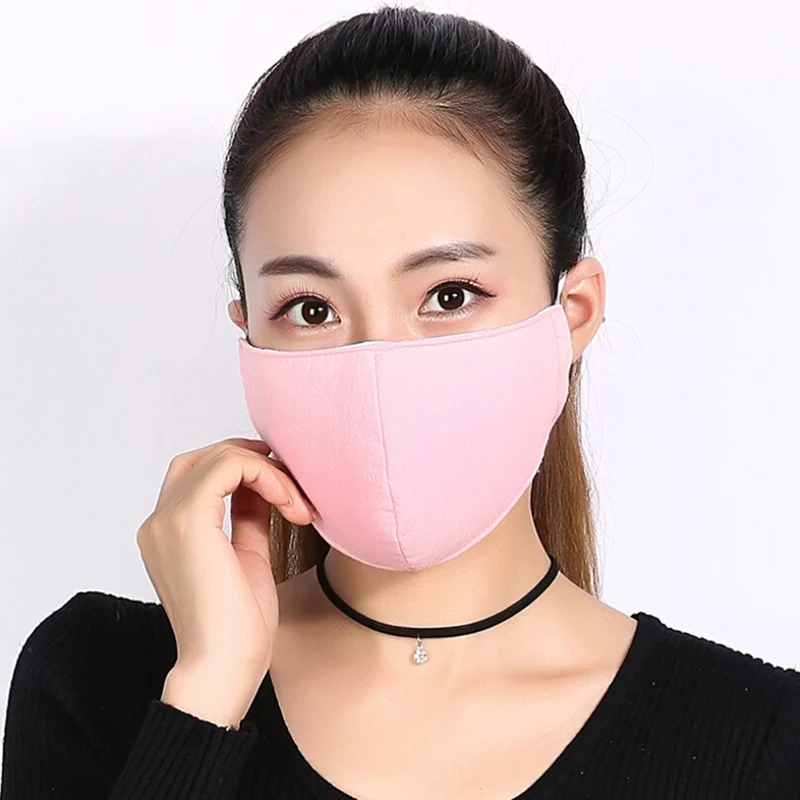 Хлопковая маска PM2.5 для рта маска от пыли фильтр с активированным углем ветрозащитная защита от образования бактерий маски для лица для защиты от гриппа уход - Цвет: PK