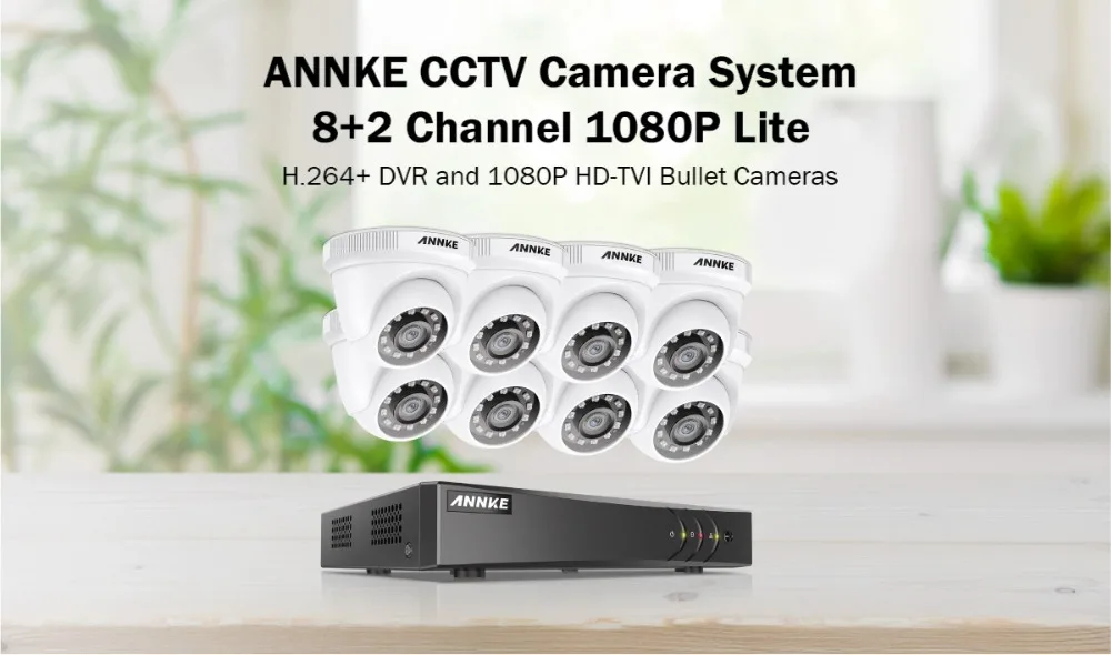 ANNKE 1080P 8CH H.264 CCTV камера DVR система 8 шт Водонепроницаемая 2.0MP HD-TVI белая купольная камера s домашний комплект видеонаблюдения