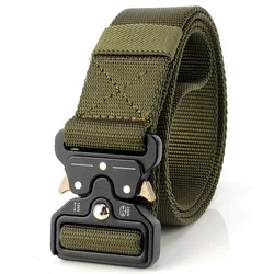 Men's Tactical Belt Heavy Duty Webbing Belt Adjustable Military Style Nylon Belts with Metal Buckle and Plastic Buckle