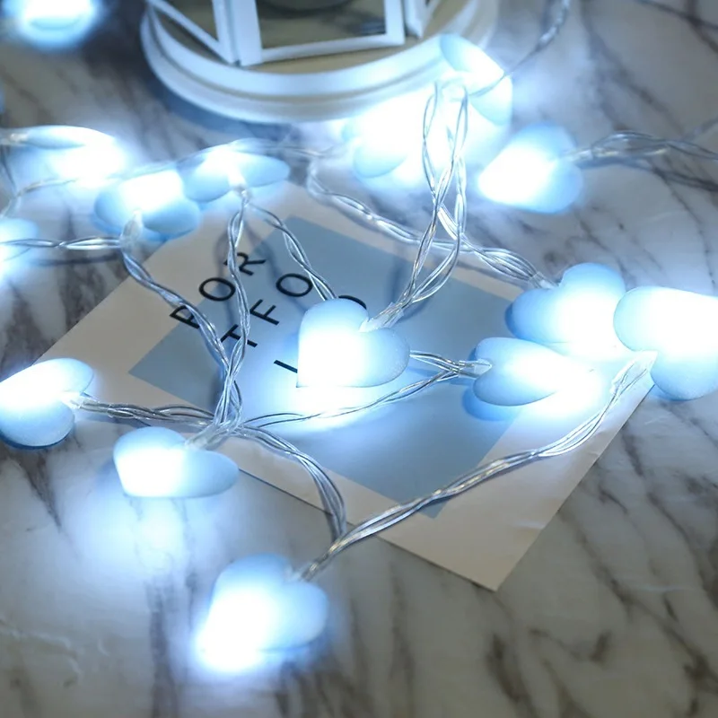 Sweat Heart LED String Light Romantic Silk Cloth Loving Pendant Light Holiday Valentine's Day Decorations Garland Lighting Gift
