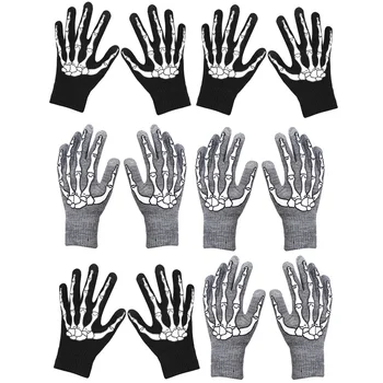 

Besegad 2 Pairs Skeleton Gloves Winter Warm Touch Screen Full Finger Gloves for Adults Halloween Costume Cosplay Accessories