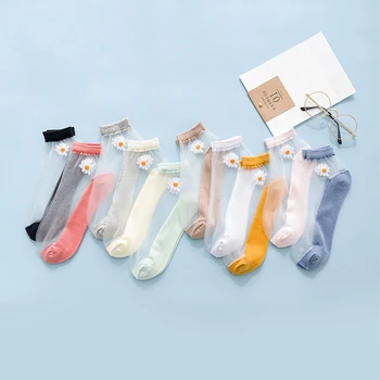 2020 Women Girls Daisy Ankle Socks Summer Ultrathin Sweet Candy Color Transparent Breathable Comfortable Elastic Cotton Socks 1
