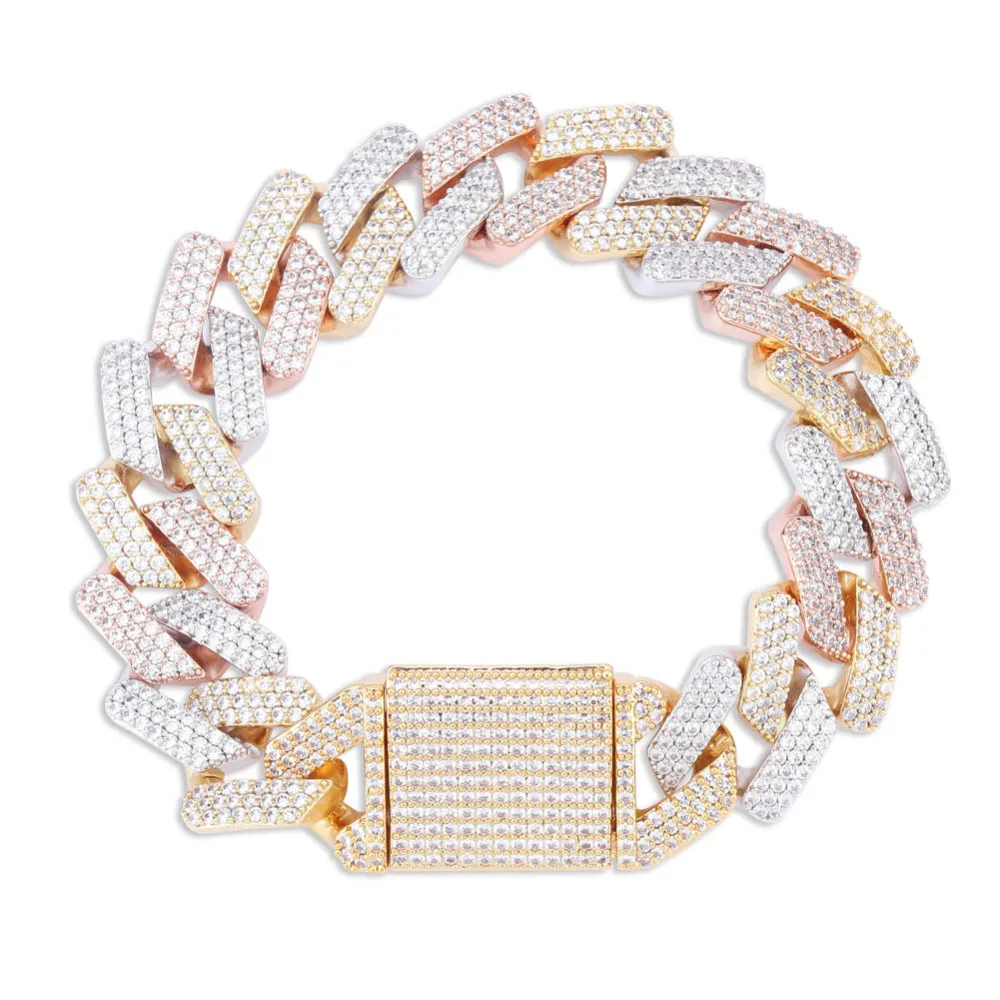 JINAO Iced Out 20 мм замок в стиле «Майями» большая застежка кубинская ссылка 7-9 дюймов Браслет AAA кубический циркон Bling хип хоп мужские ювелирные изделия подарок