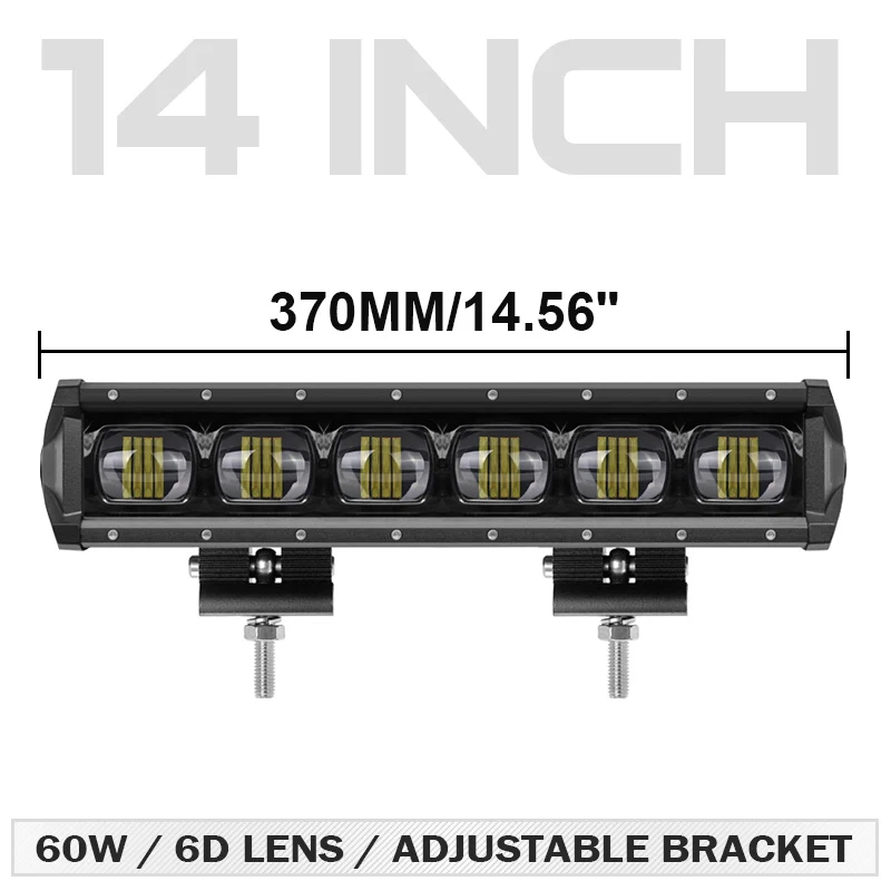 14 inch 6D объектив 8 14 20 27 34 40 дюймов Однорядный светодиодный светильник 4x4 внедорожный светодиодный светильник для внедорожника 4WD грузовик ATV 12 в 24 В barra Led - Цвет: 14 inch