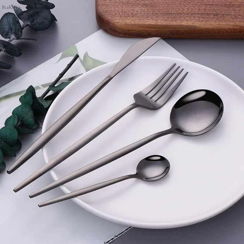 

16Pcs Stainless Steel White Gold Silverware Set Box Thicken Knife Fork Spoon Set Cutlery Dinner Kitchen Tableware Dropshipping