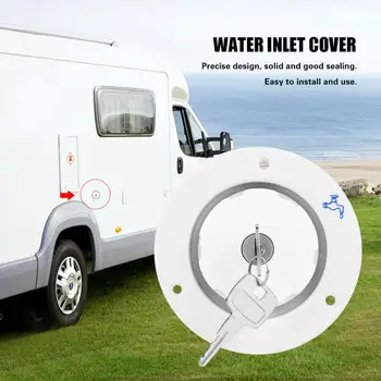 

Recreational Vehicle RV Trailer Water Filling Inlet Locking Cover Cap with Keys White