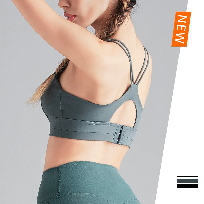 

Fitness Bra with Padding Super Push Up Adjustable Workout Gym Padded Bras Underwear Women Sports White Yoga Tops Activewear