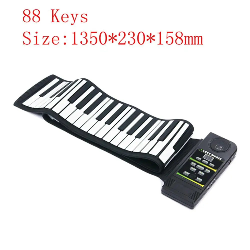 88 Keys 49/61/88 ключи свернутые пианино Гибкая электронная клавиатура складной силиконовый детский студенческий музыкальный инструмент - Цвет: 88 Keys