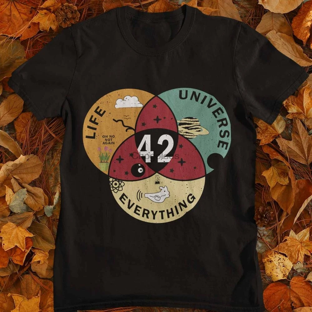 42 рубашка с забавным винтажным подарком несущая Вселенная и все | Мужская одежда