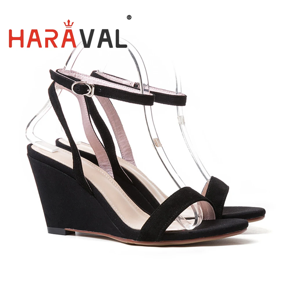 Босоножки женские на танкетке 6 5 см из замши с ремешком и пряжкой | Обувь