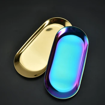 

Homies High Quality Stainless Steel Storage Tray Rose Gold Silvery Black Oval Fruit Plate Jewelry Display Metal Tray Storage Sup