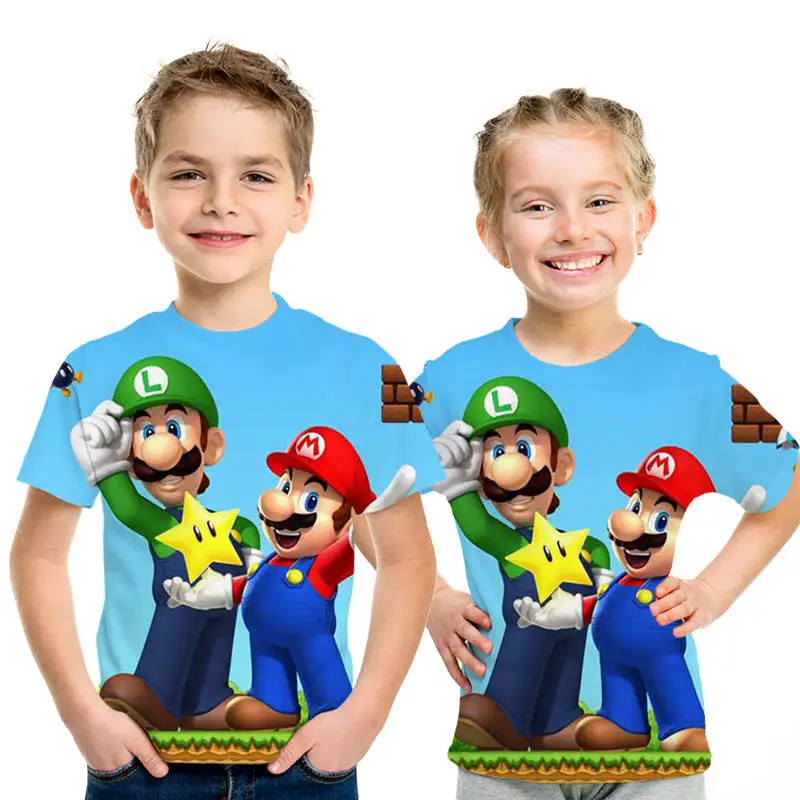 Детская футболка с короткими рукавами и мультяшным принтом супер футболки с Марио для девочек, новые футболки для маленьких мальчиков детская повседневная одежда летние топы - Цвет: NT-929