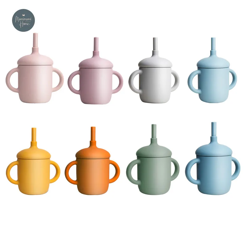 2021 New Baby Drinkware Straw Cup BPA Free Silicone Baby Feeding Cups