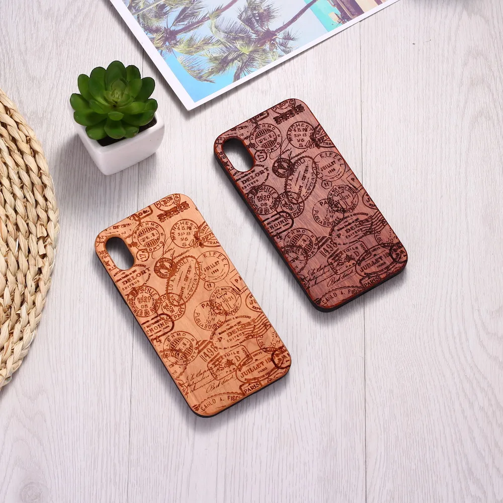 Чехол для телефона Postmark с гравировкой вишневого дерева чехол iPhone 12 6S 6Plus 7 7Plus 8 8Plus