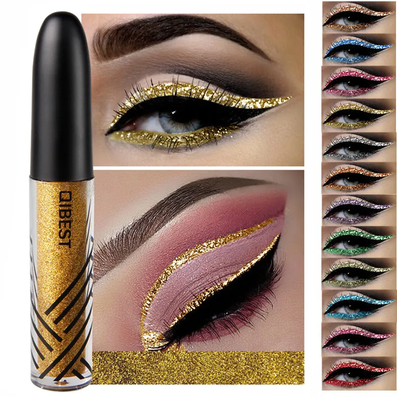 13 Color Waterproof Liquid Eyeliner Glitter Long-lasting Make Up Eye Liner Gold Red Blue White Shiny Eyliner |