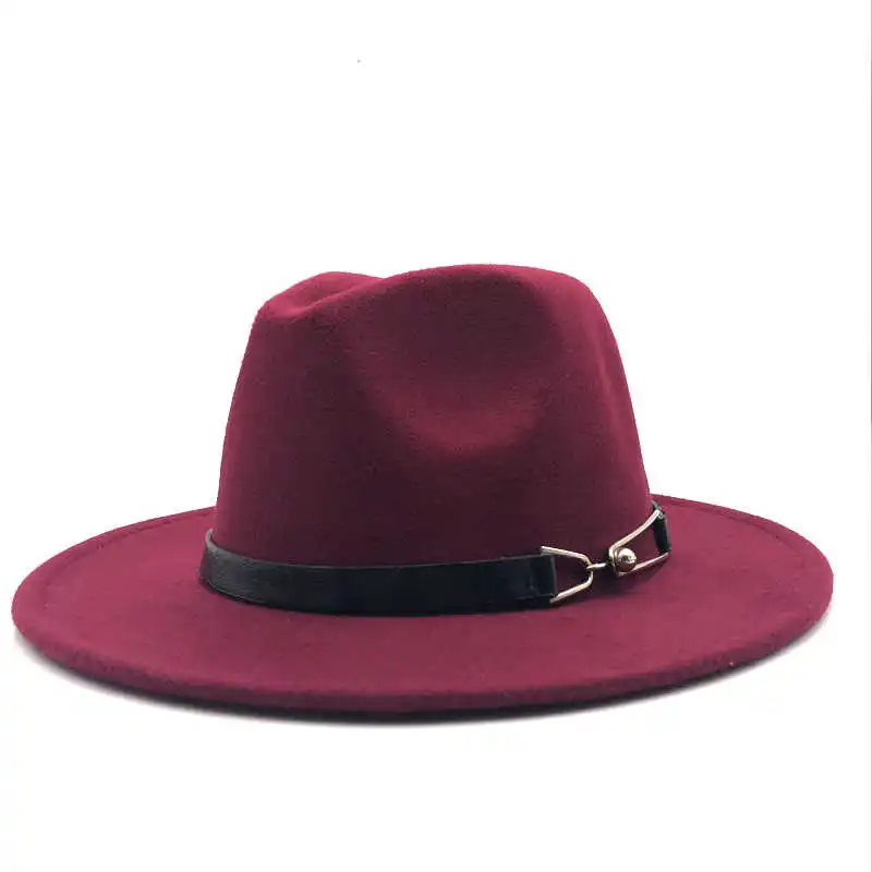 

Women Men New Wool Vintage Gangster Trilby Felt Fedora Hat With Wide Brim Gentleman Elegant Lady Winter Autumn Belt Jazz Caps