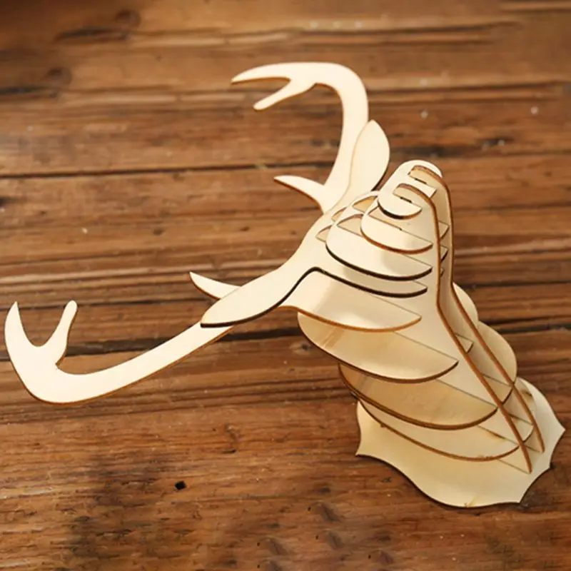 3D Рождественская голова оленя DIY 21x23 см Рождественская деревянная голова оленя DIY Crapbooking ремесла украшение дома орнамент Рождественский подарок