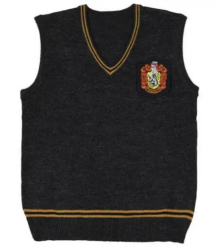 Свитер Gryffindor Hufflepuff Ravenclaw Slyther свитер с v-образным вырезом и значком универсальная повседневная одежда для костюма Харриса - Цвет: Hufflepuff