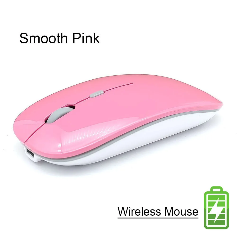 Беспроводная компьютерная мышь, бесшумная перезаряжаемая эргономичная мышь Mause, 2,4 ГГц, USB, оптическая мышь для ноутбука, ПК - Цвет: Smooth Pink