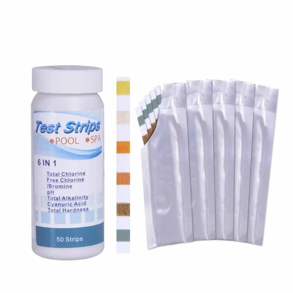 6-in-1 Swimming Pool And Hot Spring Water Test Strips PH Value Alkalinity Hardness Strip Quality Testing Tools | Дом и сад
