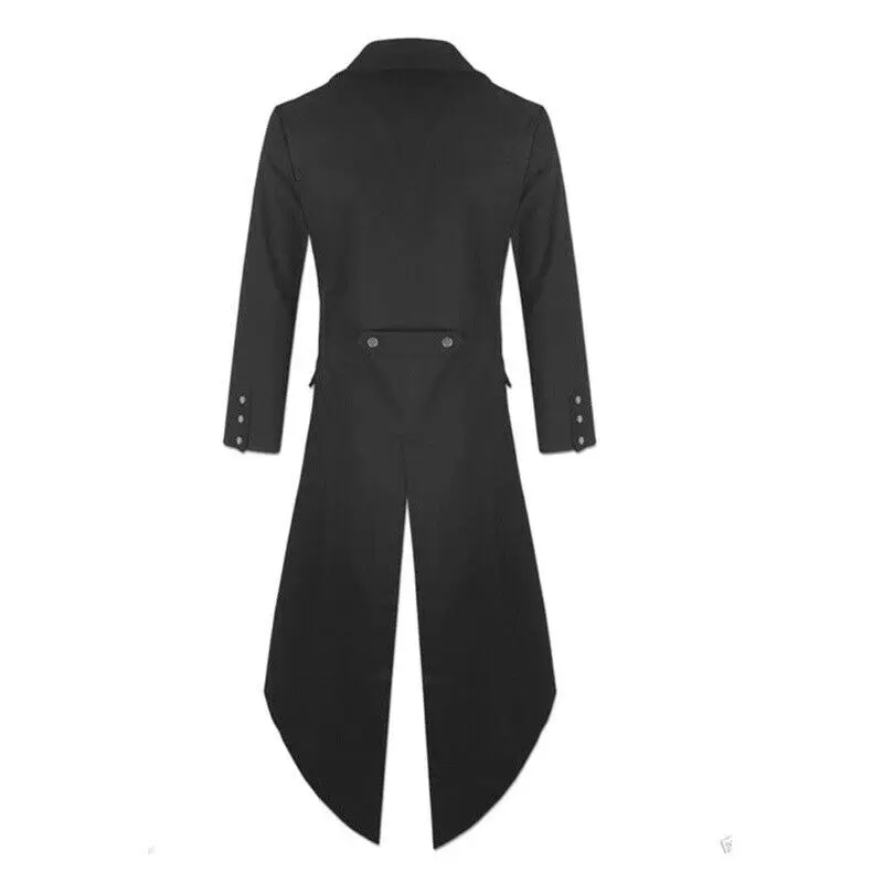 Модный однобортный мужской Тренч в стиле панк винтажная длинная куртка в готическом стиле ретро Униформа костюм тонкий Тренч фрак мужской