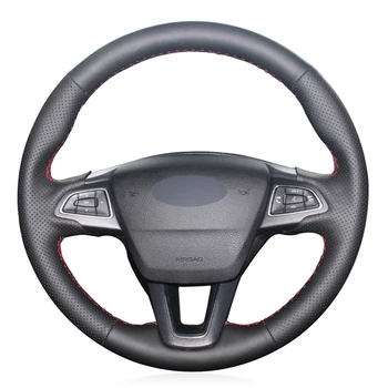 

Black PU Faux Leather DIY Car Steering Wheel Cover for Ford Focus 3 2015-2018 Kuga 2016-2019 Escape C-MAX Ecosport 2018-2019