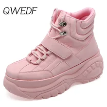 QWEDF/женские кроссовки; коллекция года; модная женская обувь на платформе; Розовая Вулканизированная Обувь На Шнуровке; женские кроссовки; X1-47
