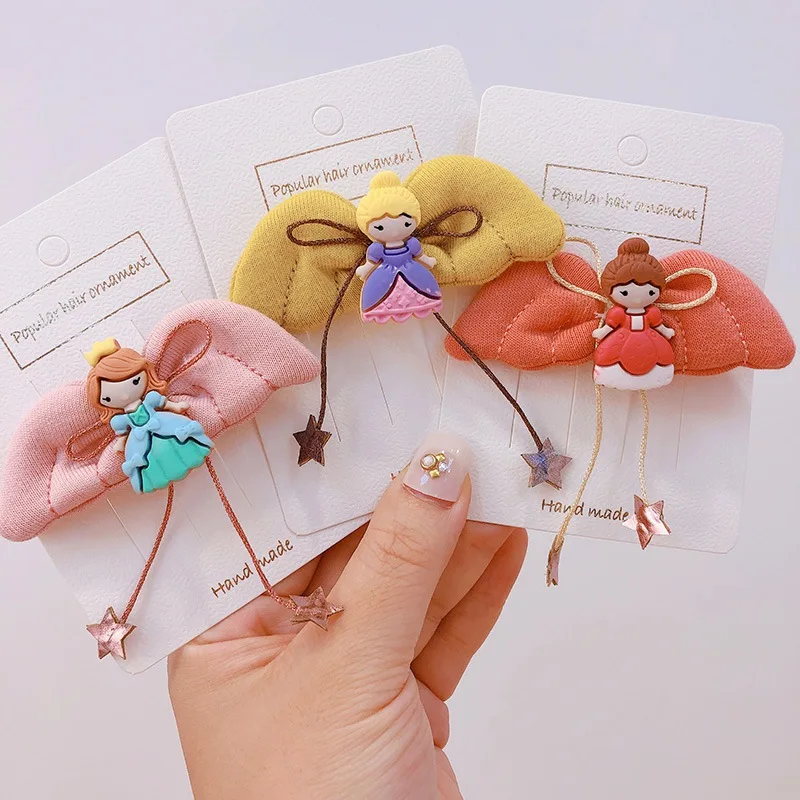 

Baby Girls Cute Hair Clips With Cartoon Wings Design Hair Pin Children Hairpin Princess Hair Accessories