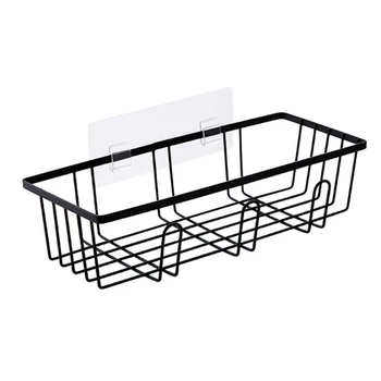 

HOT-2Pcs Bathroom Organizer Kitchen Tools Hooks Shower Shelf Wall Mounted Drain Storage Basket Rack Shampoo Cosmetic Holder Blac