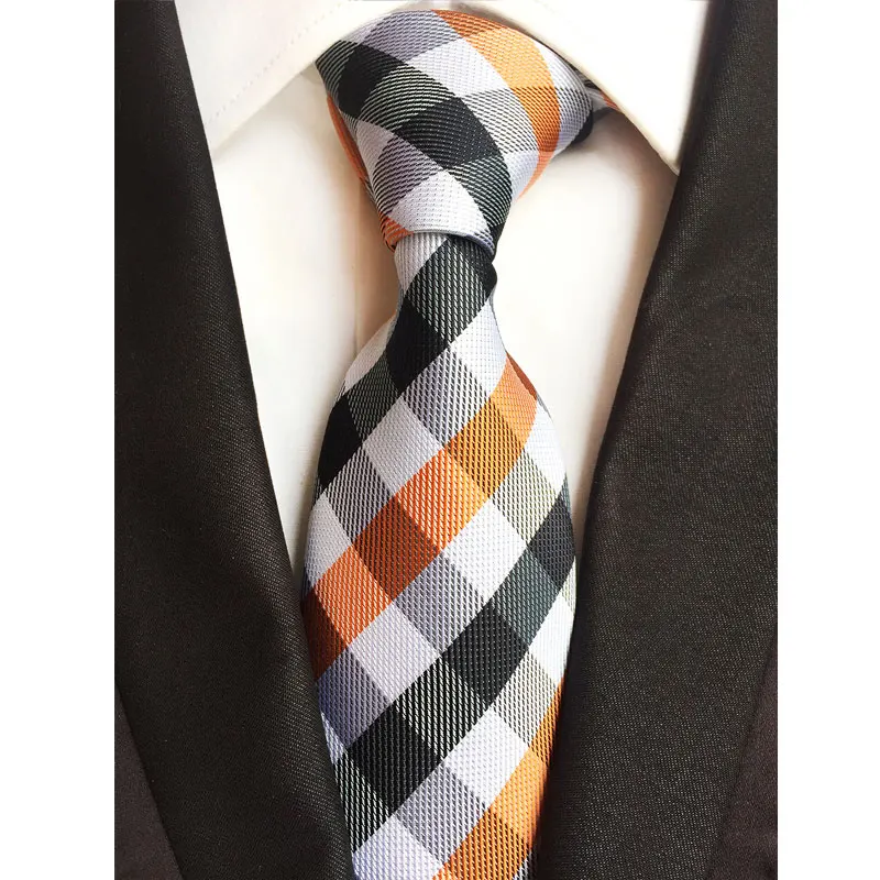 Роскошные Классические шелковые мужские галстуки шеи 8 см плед полосатый галстук для мужчин для формальных и деловых встреч и торжеств вечерние галстуки - Цвет: YU-C02
