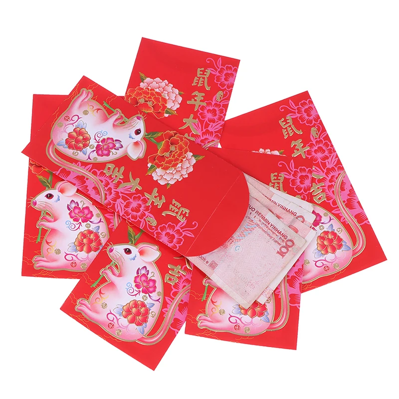6 шт./компл. года, бело-серые кисточки пакет мешок китайский год красный конверт для денег детская год красный карман для студенческого подарок для детей