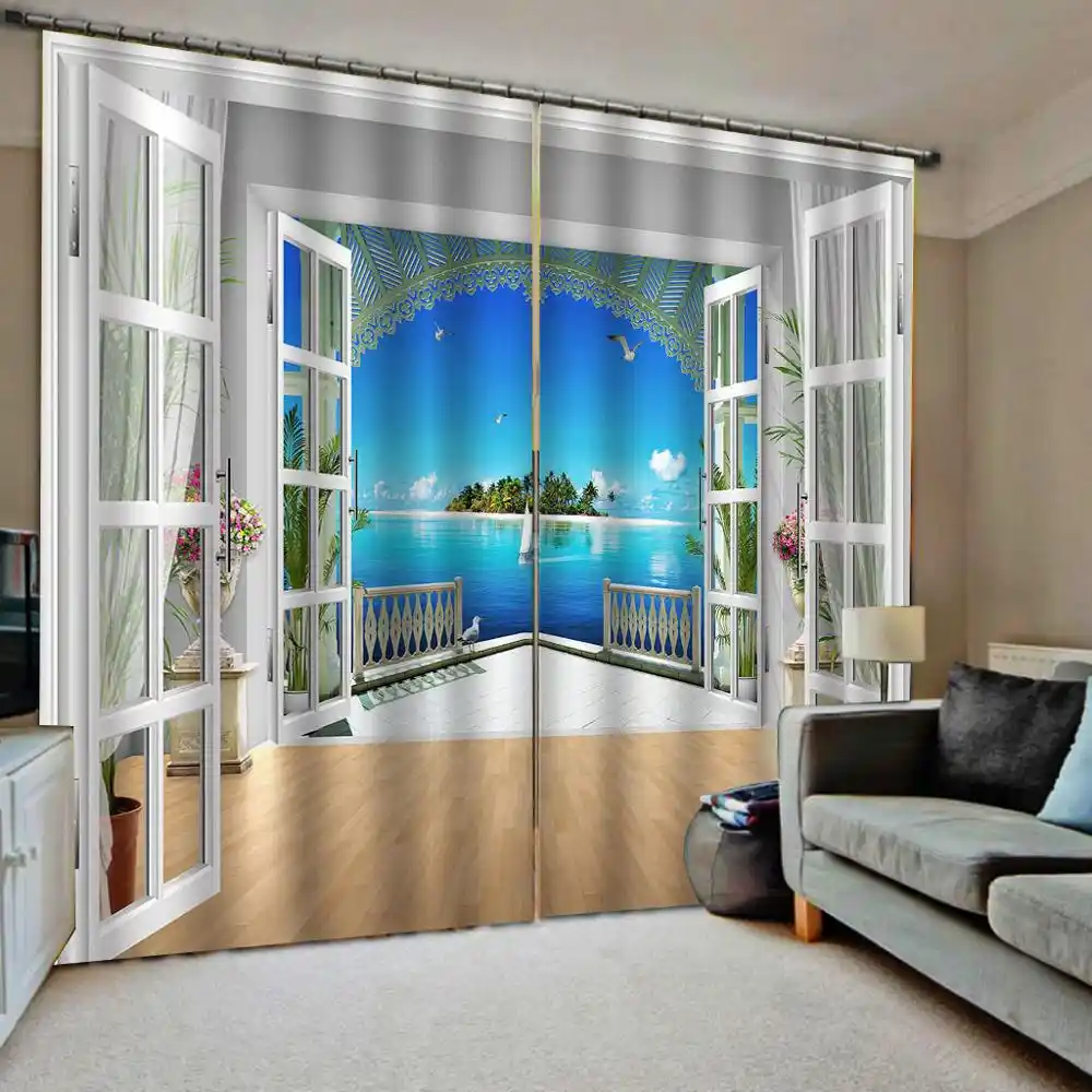 Trippy Sunflowers Window Curtains 3D Windwo Drapes Home Livingroom Bedroom Deco