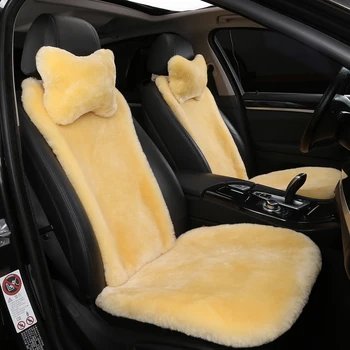 

100% Natural Fur Sheepskin Universal car seat Covers for seat Cushion Accessories Automobiles, 3 Pack for 1 Front seat