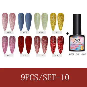 

9 Pcs/Set MAD DOLL 8ml Summer Series Gel Polish Blue-violet Color Semi Permanent Glitter Gel Need UV Gel Nail lamp Nail Art Ge